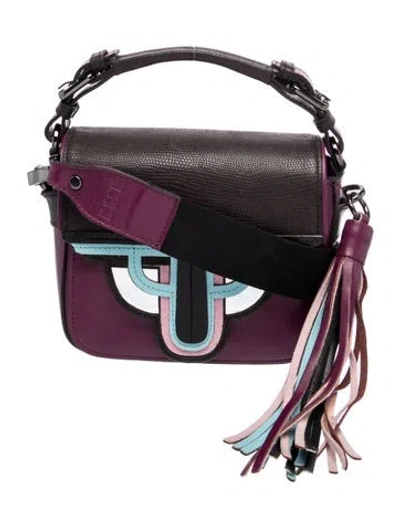 Pre-owned Msgm Leather Top Handle Bag In Purple