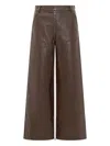Msgm Brown Faux Leather Culotte Pants In Brown