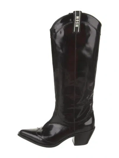 Pre-owned Msgm Leather Western Boots In Black