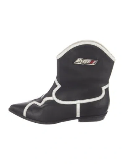 Pre-owned Msgm Leather Western Boots In Black
