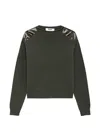 Msgm Leather-patch Sweater In Gray