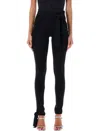 Msgm Semi-sheer Tied-waist Leggings In Black