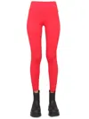 Msgm Logo Leggings With Elastic High Waistband In Red