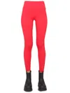 Msgm Logo Leggings With Elastic High Waistband In Pink