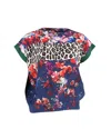 Msgm Leopard And Floral-print Top In Multicolor Silk In Multi