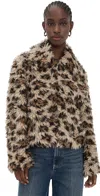 Msgm Leopard Bomber Jacket Clay In Brown