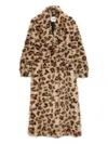 Msgm Leopard-print Belted Coat In Brown