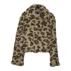 Msgm Leopard Print Faux Fur Coat With Wide Collar In Animal Print