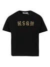 Msgm Leopard-print Logo T-shirt In Black