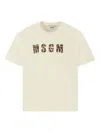 Msgm Leopard-print Logo T-shirt In Yellow