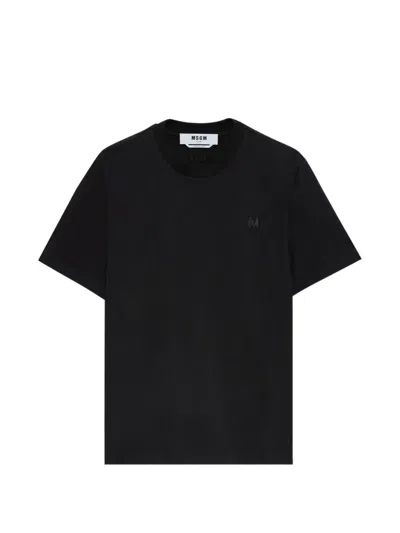 Msgm Letter-detail T-shirt In Black