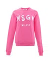 Msgm Letter Printed Round Neck Sweater In Pink