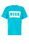 Msgm Crew Neck Cotton T-shirt In Blue