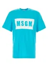 Msgm Crew Neck Cotton T-shirt In Blue