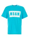 Msgm Crew Neck Cotton T-shirt In Blue