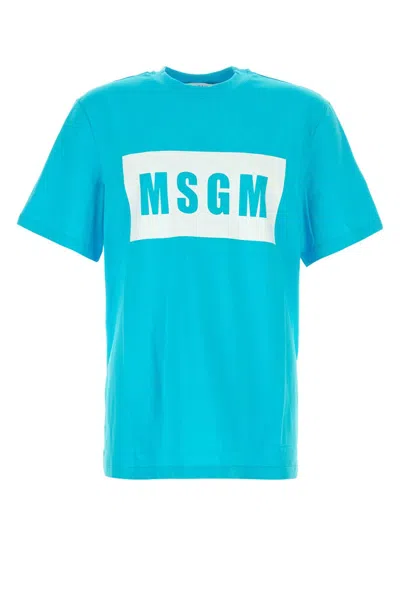 Msgm Light Blue Cotton T-shirt