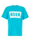 Msgm Crew Neck Cotton T-shirt In Blue