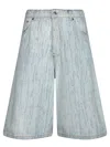 Msgm Faded Denim Blue Shorts With Relaxed Fit In Blue