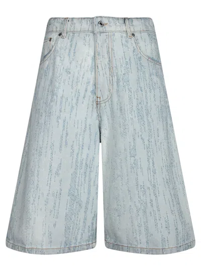 MSGM LIGHT BLUE DENIM BERMUDA SHORTS