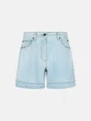 Msgm Light Blue Denim Shorts In Light Blue