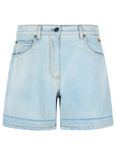 Msgm Denim Shorts With Back Pockets And Belt Loops In Blue