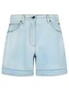 Msgm Denim Shorts With Back Pockets And Belt Loops In Blue