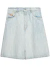 Msgm Bermuda Shorts In Light Denim With A Destroyed Effect In Blue