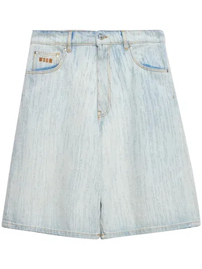 MSGM LIGHT BLUE DENIM SHORTS