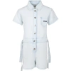Msgm Light Blue Jumpsuit For Girl With Logo In Denim