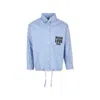 Msgm Light Blue Shirt For Girl With Logo In Light Blue