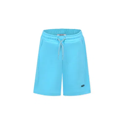 Msgm Light Blue Shorts For Kids With Logo