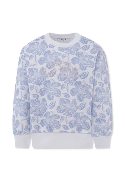 MSGM LIGHT BLUE SWEATSHIRT FOR GIRL WITH LOGO