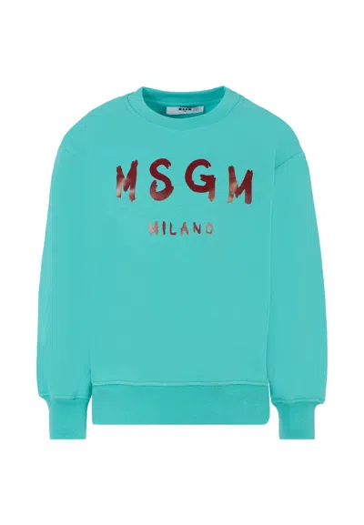 MSGM LIGHT BLUE SWEATSHIRT FOR KIDS WITH LOGO