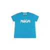 Msgm Light Blue T-shirt For Babykids With Logo In Light Blue