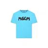 Msgm Light Blue T-shirt For Kids With Logo In Light Blue