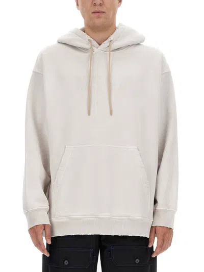 MSGM MEN LIGHT GREY SOLID HOODIE