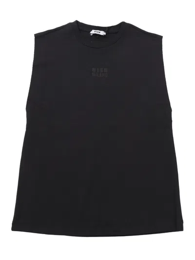 Msgm Light Interlock Sleeveless  Unisex In Black