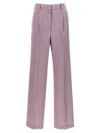 Msgm Lurex Pinstriped Wide Leg Trousers With Pleated Front In Light Purple