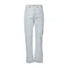 Msgm Light Wash Denim Jeans With Vertical Streak Pattern In Multi