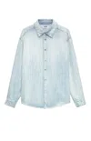 Msgm Light Blue Denim Shirt With Classic Collar