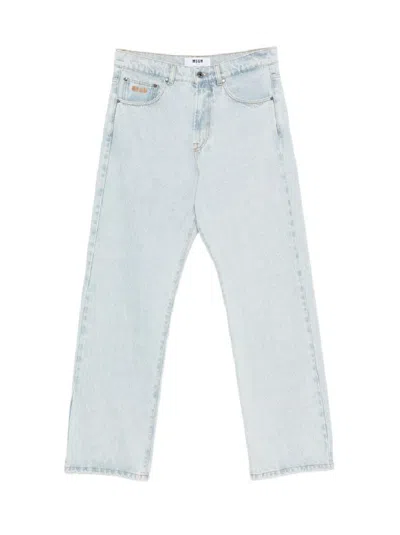 MSGM LIGHT WASH STRAIGHT-LEG DENIM PANTS WITH CLASSIC FIVE-POCKET STYLING