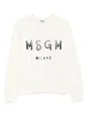 Msgm Lightweight White Sweatshirt With Bold Logo Print In White