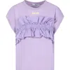 MSGM LILAC T-SHIRT FOR GIRL WITH LOGO
