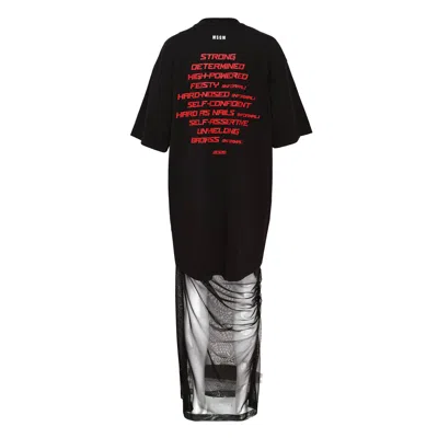 Msgm Logo Abito Dress In Black