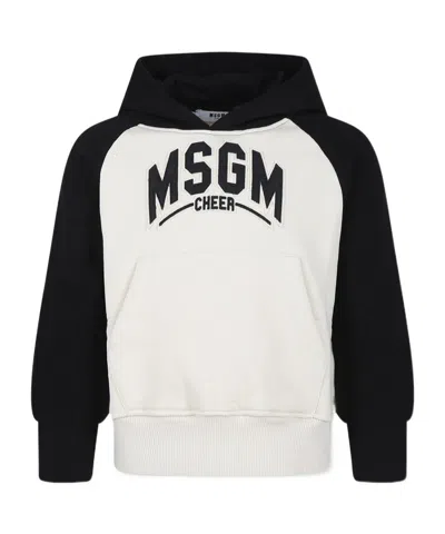 Msgm Logo-appliqué Cotton Hoodie In White