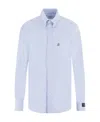 Msgm Logo-appliqué Cotton Shirt In Blue