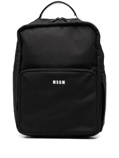 Msgm Kids' Logo-appliqué Backpack In Black