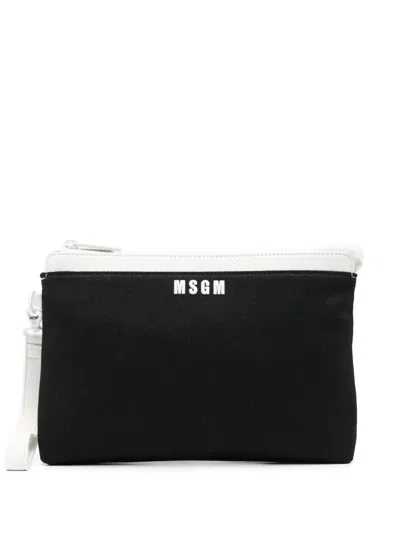 Msgm Kids' Logo-appliqué Clutch Bag In Black