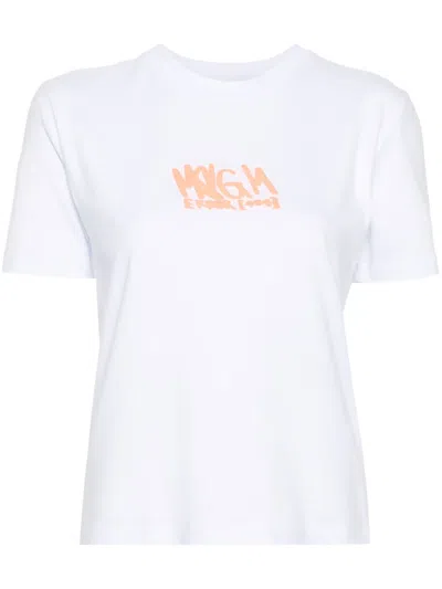 Msgm Logo-appliqué Cotton T-shirt In White