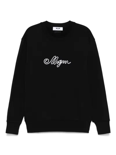Msgm Sweatshirt Mit Logo-applikation In Schwarz
